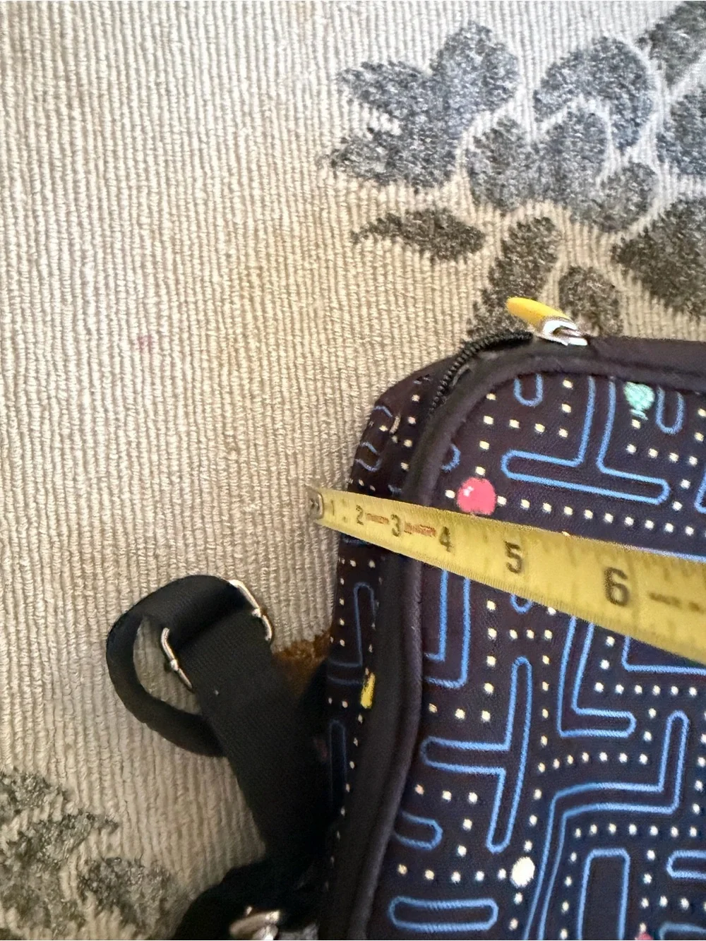 Black Pac-Man Print lunch Bag - Casual Everyday Shoulder Bag